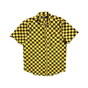Forever 21 Black & Yellow Checkered Print Button Up Shirt